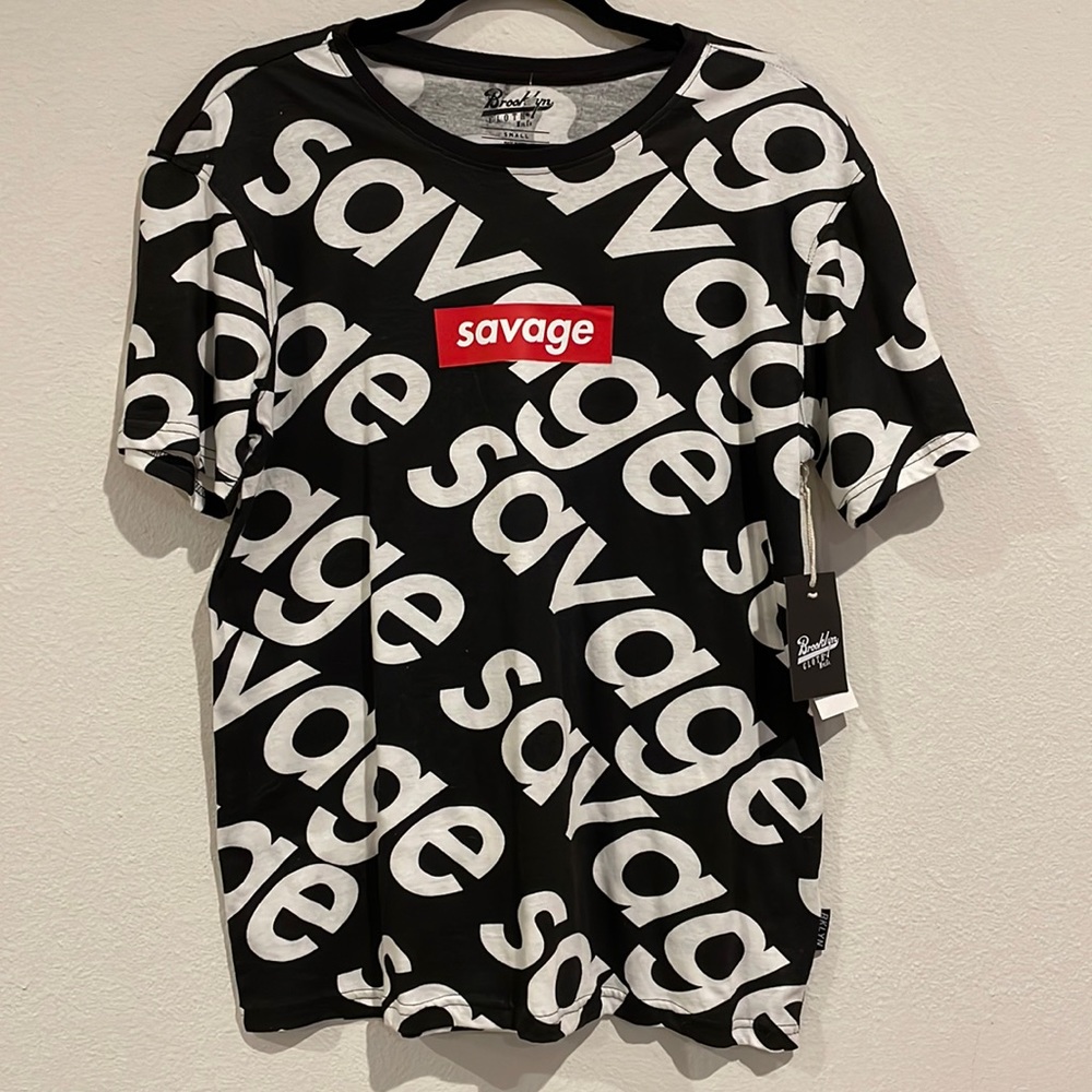 Men Small White & Black Graphic T Shirt